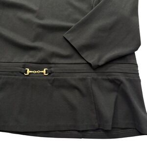 Talbots Top 3X Petite Black 3/4 Sleeve Peplum Blouse Equestrian Bit Career